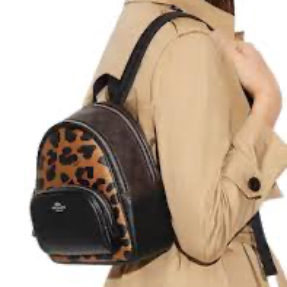 Coach Leopard Print mini Court Backpack
